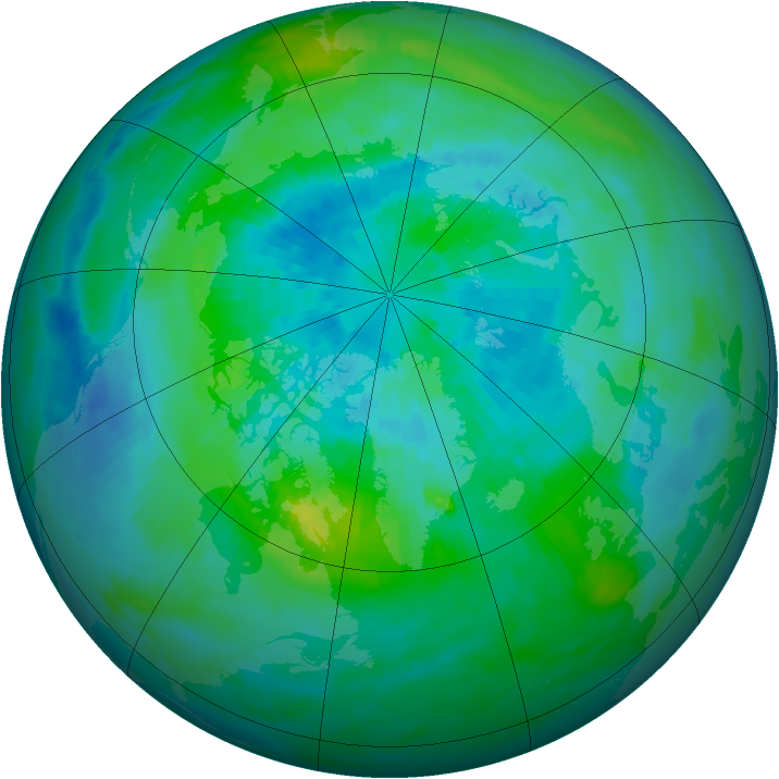 Arctic ozone map for 21 September 1992